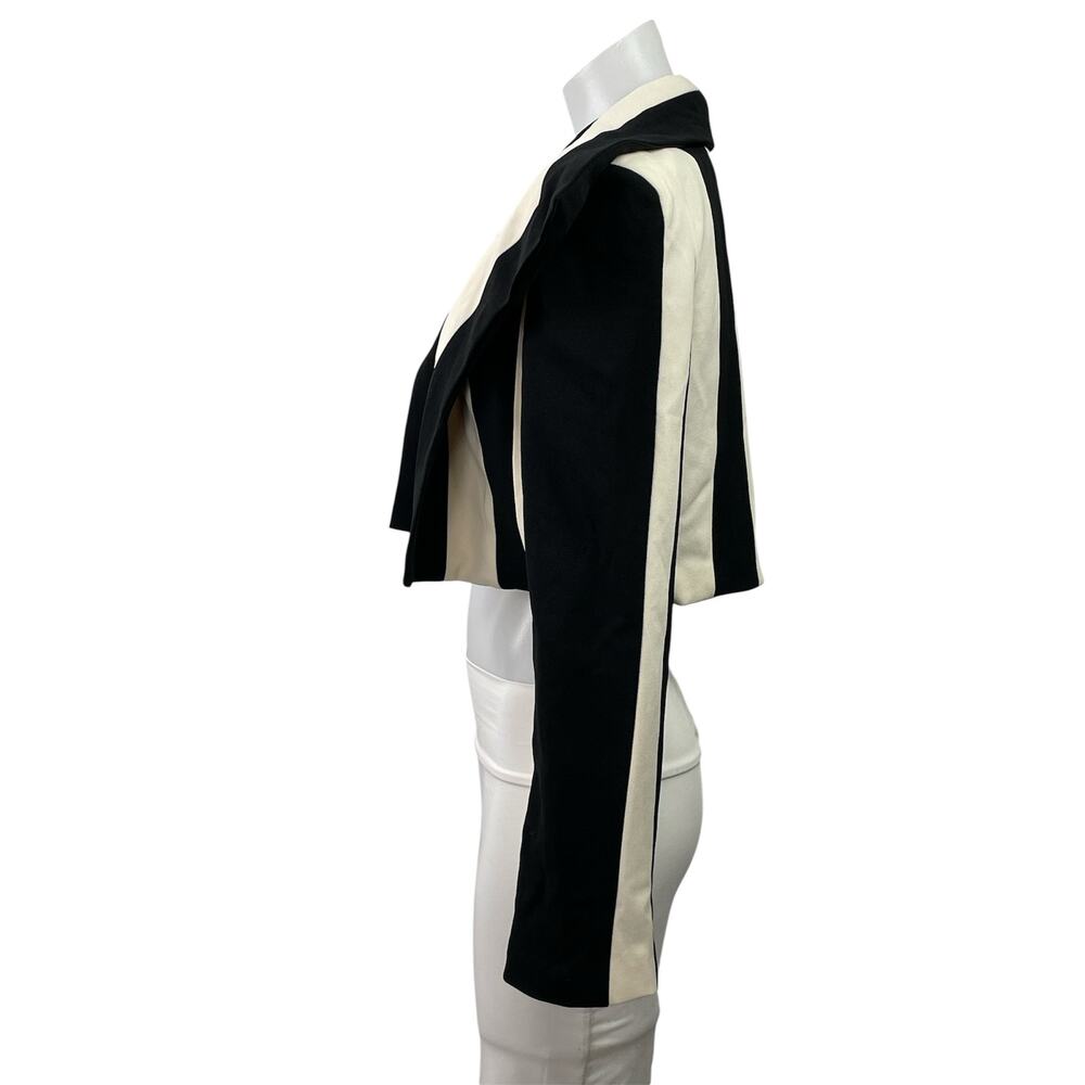 NEW Fashion Nova Playing Mind Game Black Striped Cropped Open Blazer Size S - Picture 2 of 4